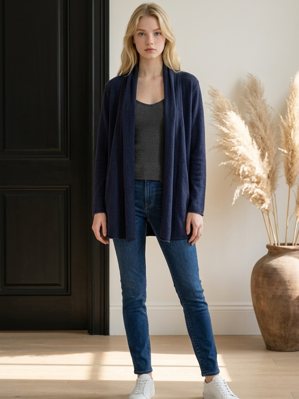 Michael Kors Navy Open-Front Women's Cardigan Sweater size L